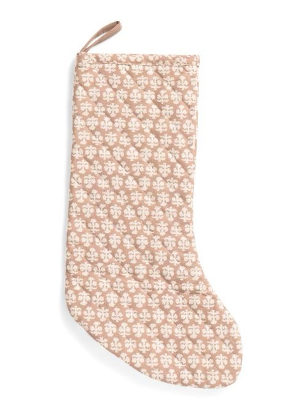 INDIGO FABLES Chloe Block Print Stocking 20” Natural $30 Retail NWT